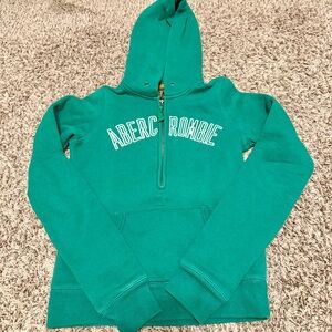 Vintage Abercrombie & Fitch Green 3/4 Zip-Up Hoodie